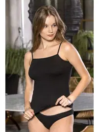 Gallipoli Siyah Pamuklu İnce Askılı Ayar Halkalı Atlet Gallipoli MGP11472