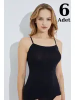 Siyah Ribana İp Askılı Atlet 6lı Paket Arma Yıldız 3304 - 6 ADET Siyah