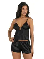 Siyah Saten Şort Takımı Ahu Primoda 9207 Siyah