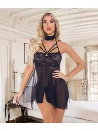 Lily Bianca Siyah Seksi İpli Fantezi Erotik Gecelik Lily Bianca 1026