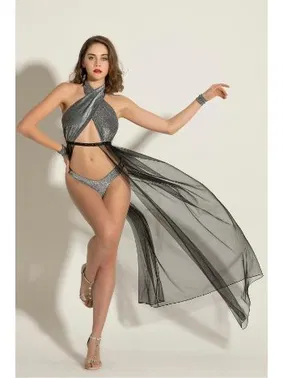 Gallipoli Siyah Simli Transparan Elbise String ve Bileklik Gallipoli MGP6062