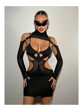 For Dreams Siyah Transparan Mini Elbise For Dreams 8485
