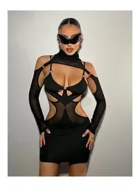 For Dreams Siyah Transparan Mini Elbise For Dreams 8485