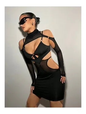 For Dreams Siyah Transparan Mini Elbise For Dreams 8485 - Alternatif Görünüm