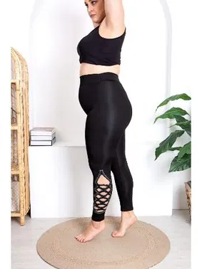 Lady Siyah Yüksek Bel Büyük Beden Taş Detaylı Tayt Lady 1122 - Alternatif Görünüm