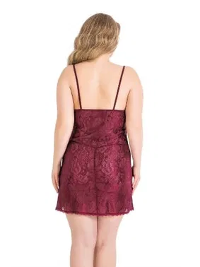 Ahu Lingerie Stil Büyük Beden Bordo Kısa Jakarlı Gecelik Primoda Ahu 2069 - Alternatif Görünüm