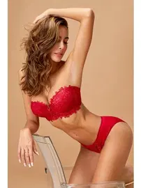 Nurteks Straplez Bordo Sütyen Takım Destekli Dantelli Nurteks 4594