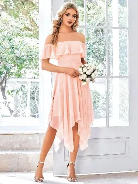 Pink Night Straplez Madonna Yaka Uzun Kadın Seksi Elbise Pink Night 5587