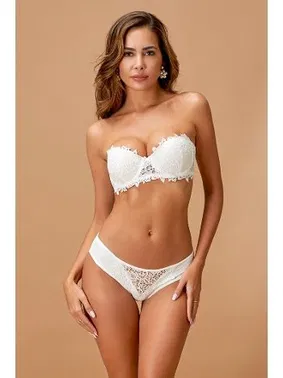 Nurteks Straplez Sütyen Takım Destekli Dantelli Ekru Nurteks 4594