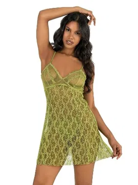 Ahu Lingerie Su Yeşili Fantezi Tül Gecelik Ahu Primoda 4222