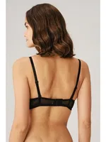 Balenli Desteksiz Dolgusuz Askıları Çıkabilen Yaka Detaylı T-Shirt Sütyeni Anıl 3772 Siyah detay görünüm