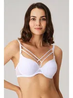 Balenli Desteksiz Dolgusuz Askıları Çıkabilen Yaka Detaylı T-Shirt Sütyeni Anıl 3772 Beyaz farklı açı