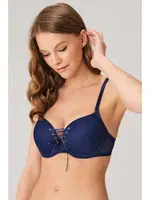 Balenli Destekli Dolgulu Askıları Çıkabilen Yaka Detaylı T-Shirt Sütyeni Anıl 3773 Lacivert görsel 4