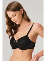 Balenli Destekli Dolgulu Askıları Çıkabilen Yaka Detaylı T-Shirt Sütyeni Anıl 3773 Siyah