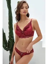 Anıl Kadife Balenli Destekli Dolgulu Dantelli Büstiyer Sütyen ve Slip Takım Anıl 4805