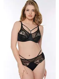 Anıl Balenli Desteksiz Dolgusuz Toparlayıcı Yaka Detaylı Dantelli Küçültücü Sütyen ve Slip Takım Anıl 4812