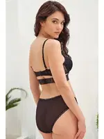 Balenli Destekli Dolgulu Yaka Detaylı Dantelli Büstiyer Sütyen ve Slip Takım Anıl 4820 Siyah detay görünüm