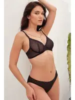 Balenli Desteksiz Dolgusuz Taşlı Sütyen ve Slip Takım Anıl 4823 Siyah