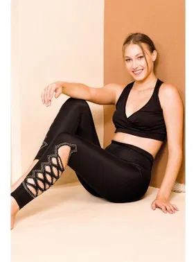 Lady Taş Detaylı Dalgıç Kumaş Yüksek Bel Tayt Lady 8214