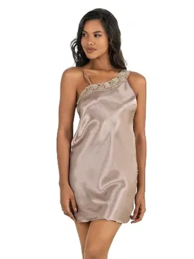 Ahu Lingerie Taş Kısa Saten Kadın Gecelik Ahu Primoda 8228