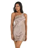 Taş Kısa Saten Kadın Gecelik Ahu Primoda 8228 Pudra