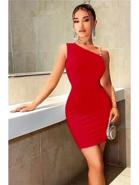 Pink Night Taşlı Sırt Dekolteli Seksi Mini Kırmızı Elbise Pink Night 2295 - Alternatif Görünüm