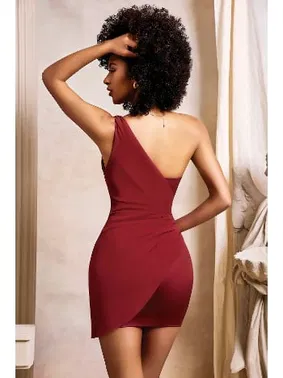 Pink Night Tek Omuz Askı Bordo Mini Seksi Elbise Pink Night 2275 - Alternatif Görünüm