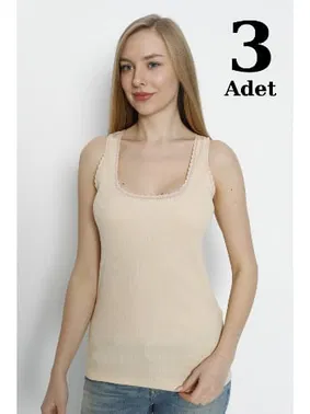 Arma Yıldız Ten Rengi Kalın Askılı Dantelli Atlet 3lü Paket Arma Yıldız 3363 - 3 ADET