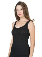 Transferli Ribana Esnek Yumuşak Kalın Askılı Kadın Atlet Özkan 23493  Siyah görsel 4