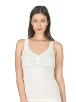 Transferli Ribana Jakarli Esnek Kalın Askılı Düğmeli Kadın Pamuklu Atlet Özkan 24202  Ekru görsel 5