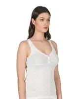 Transferli Ribana Jakarli Esnek Kalın Askılı Düğmeli Kadın Pamuklu Atlet Özkan 24202  Ekru görsel 7