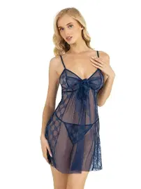 Ahu Lingerie Transparan Bağlamalı Kısa Tül Gecelik Ahu Primoda 4225