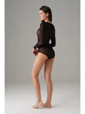 Doreanse Transparan Bisiklet Yaka Uzun Kollu Kadın Body Doreanse 12402 - Alternatif Görünüm