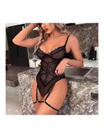 Transparan Dantelli Fantezi Jartiyer Takım For Dreams 8463 Siyah farklı açı