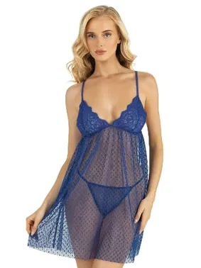 Ahu Lingerie Transparan Dantelli Kısa Tül Gecelik Ahu Primoda 4243