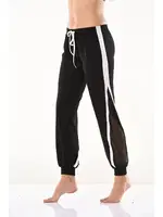 Paçası Lastik Transparan Kadın Eşofman Altı Derya Kurşun DE027 Siyah