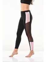 Yanları Transparan Şeritli Kadın Tayt Derya Kurşun 0584 Siyah