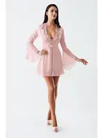 Transparan Kadın Mini Saten Dantelli Fantazi Gecelik Takım İmaj 4210 Pudra