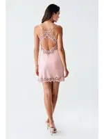 Transparan Kadın Mini Saten Dantelli Fantazi Gecelik Takım İmaj 4210 Pudra görsel 4