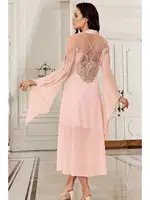 Transparan Kaplı Sabahlıklı Gecelik 2li Çeyizlik Saten Takım 4201 Somon detay görünüm