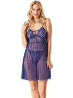 Transparan Kısa Tül Gecelik Ahu Primoda 4240 Mavi