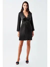 İmaj Transparan Mini Saten Üst Kısmı Dantelli Fantazi Gecelik Takımı 4230