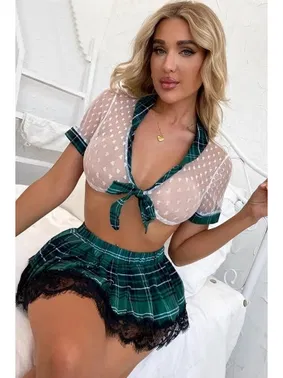 İzabel Transparan Yeşil Ekose Fantezi Kostüm İzabel 9010 - Alternatif Görünüm