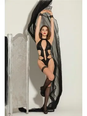 Gallipoli Trend Siyah Fantezi String Body ve Bacak Bilek Bandı Gallipoli MGP6279