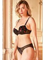 Tül Balenli Destekli Dolgulu Puantiye Baskılı Sütyen ve Slip Takım Anıl 4239