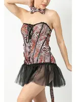 Tül Detay Korse Leopar Kadın Kostüm Phevos 012-000139 görsel 4