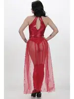 Tül Etekli Deri Fantezi Kostüm Phevos 012-000136 Kırmızı görsel 7