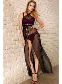 Anıl Balenli Destekli Dolgulu Askıları Çıkabilen Sütyen Tül Gecelik Fantazi 3'lü Takım Anıl 5717