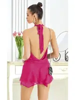 Tül Kadın Askılı Mini Elbise Fuşya Pink Night 3442 Fuşya detay görünüm