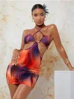 Turuncu Boyun Askılı Mini Elbise For Dreams 8483 Turuncu